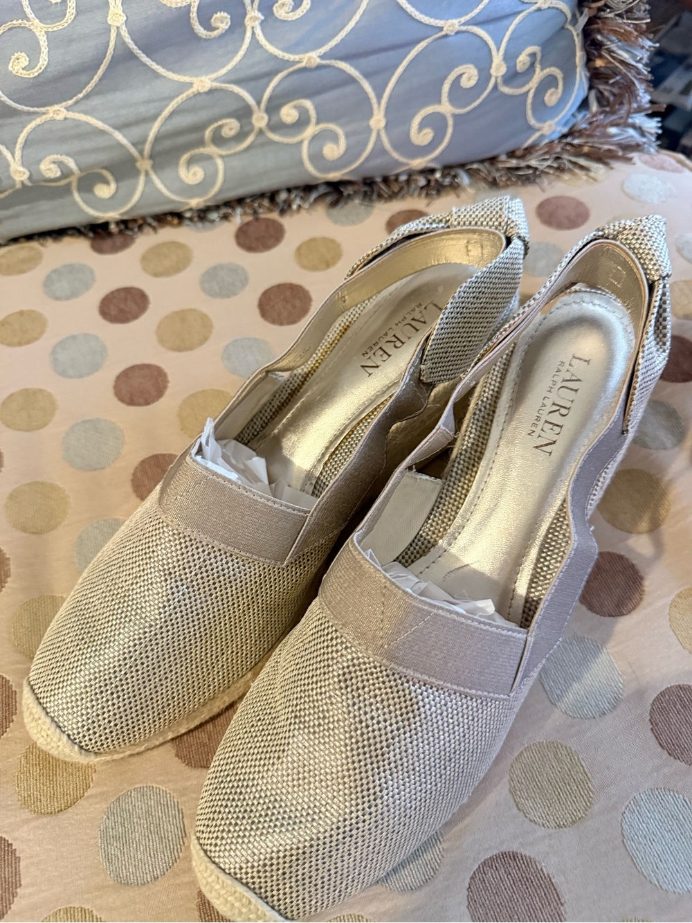 Lauren Ralph Lauren Light Beige Espadrille Slingback Wedges